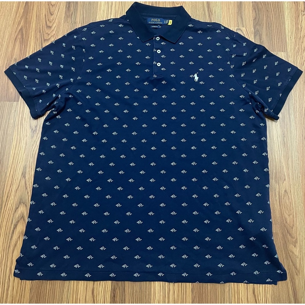 Polo Ralph Lauren Mens Extra Large Short Sleeve Polo Shirt Navy RPL Diamond
